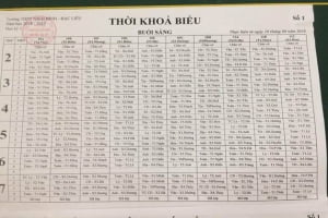 Thời khóa biểu số 1 năm học 2018-2019