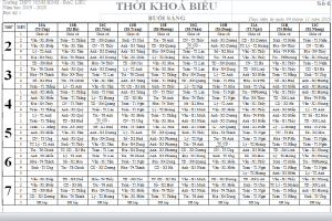 Thời khóa biểu số 6 năm học 2019 - 2020